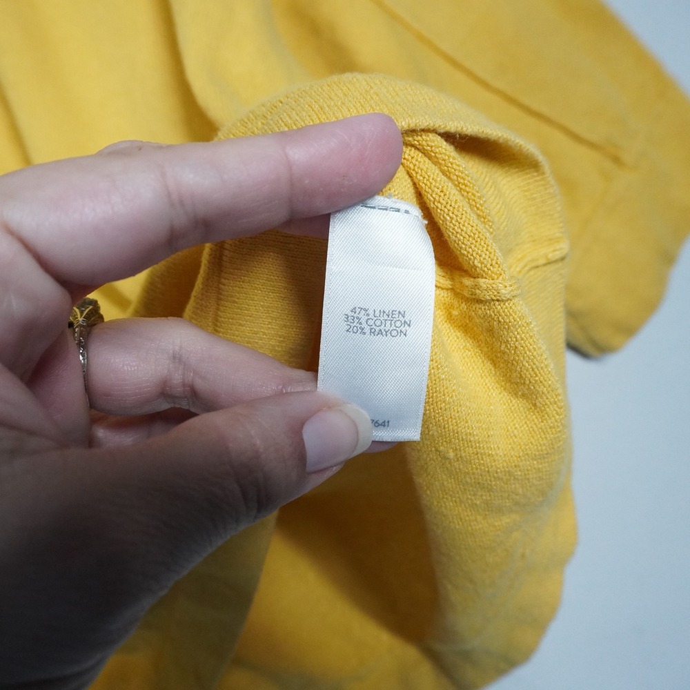 J. Jill Womens Yellow Linen Blend Relaxed 3/4 Sleeve Knit Sweater Large Coastal - Picture 7 of 9